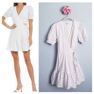 Gianni Bini Tara White Mini Wrap Dress